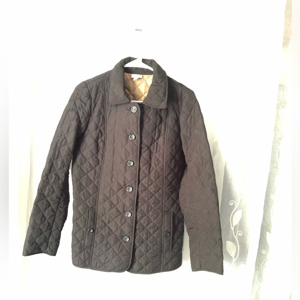 J. Jill Quilted Lightweight Button Down Black Jacket women Size S